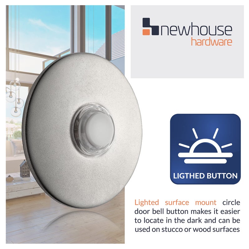 Newhouse Hardware SN5WL Lighted Doorbell Button, 1-Pack, Satin Nickel - Image 3